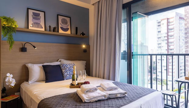 Estúdios com AC e Varanda na Bela Vista - Foto 2, Habitación