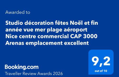 Studio proche aéroport Nice vue mer plage centre commercial CAP 3000 Arenas emplacement excellent ANG Azur Appart - Foto 29