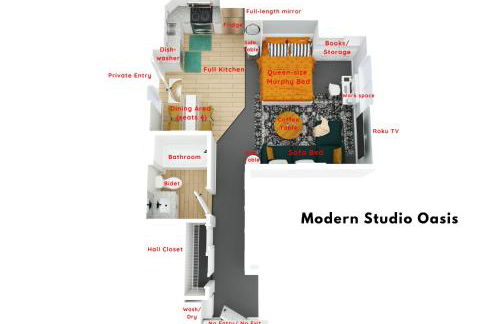 Bright & Cozy Modern Studio, Fast WiFi, Quiet, Walkable to University of Portland - Foto 9