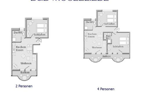 Wohnung 2 Pers 1 Schlafzimmer und Wohnzimmer mit Balkon und Blick auf die Mosel - Foto 8