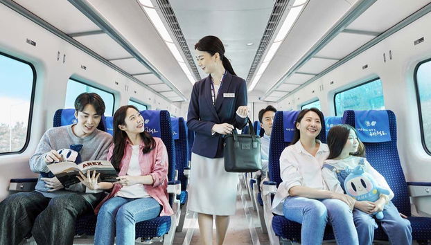 Disfrutando del trayecto en el AREX Airport Express