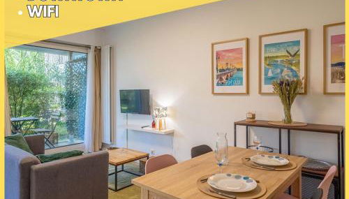 Appart cosy et terrasse en ville - Foto 1, Garden, Garden view, dishwasher, storage, sunbed, furniture, towels, stove, Shower, wardrobe, heating, toaster, Game Room