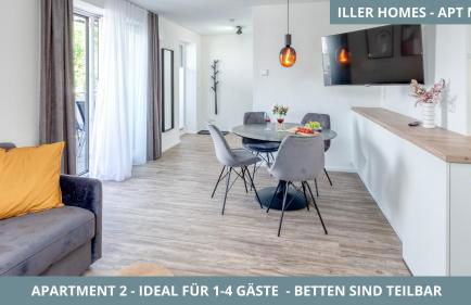 Iller Homes - 5 x Moderne Fewos je 1bis2 oder 1bis4 Pers mit Küche u Balkon - Parkplätze vorhanden - Foto 8