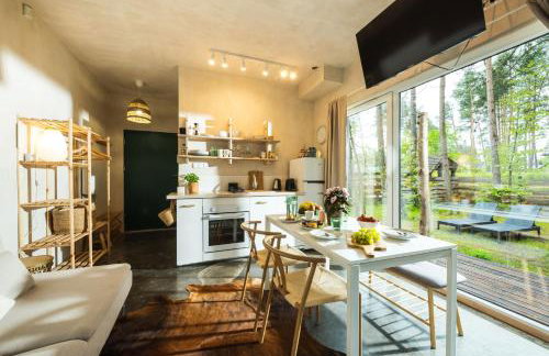 Domek lubiana180 WABI SABI w lesie jacuzzi sauna kominek - drewno w cenie pobytu - nad jeziorem Kaszuby pieski tylko do 10kg za dodatkową opłatą - Foto 25