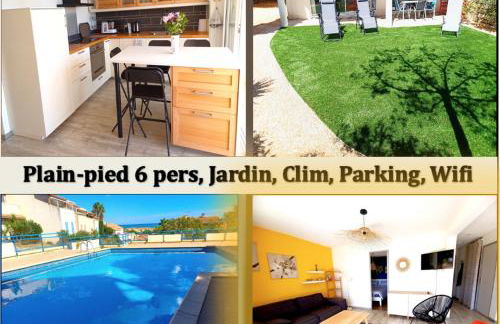 Plain-pied Jardin 6 personnes Clim Vue Mer Parking Wifi Terrasse Piscine dans la résidence - Foto 4