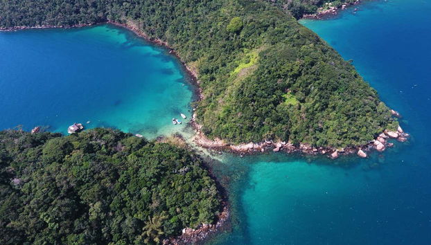 A lagoa Verde vista do alto