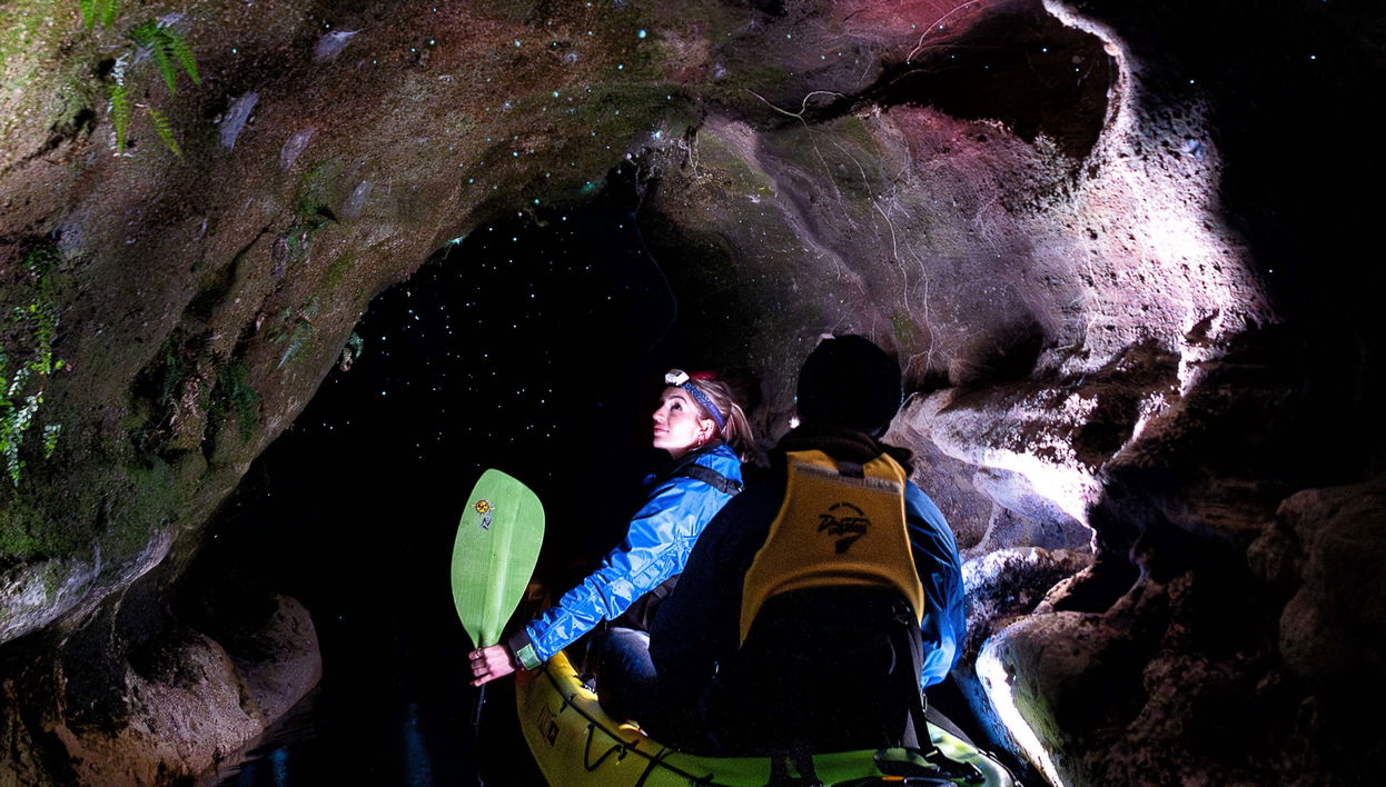 Balade en kayak aux grottes Glow Worm