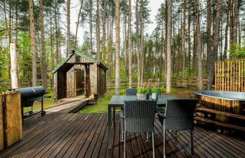 Domek lubiana180 WABI SABI w lesie jacuzzi sauna kominek - drewno w cenie pobytu - nad jeziorem Kaszuby pieski tylko do 10kg za dodatkową opłatą - Foto 11