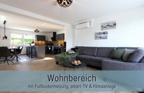 Ferienhaus Höckelheim - Savanna Lodge - barrierefrei - 3 Schlafzimmer-bis 6 Gäste - nahe Göttingen - 100 qm - Babies reisen gratis - Terrasse, Garten & Grill - vollausgestattete Küche mit Spülmaschine - Klimaanlage, Fußbodenheizung & Raffstores - Photo 17