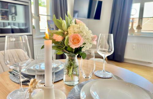 Modernes Appartement "ALTE MÄDCHENSCHULE", inkl Stellplatz, E-Bike Ladestation, Boxspringbett, Business, 2 Personen, gratis Kaffee und Tee, WLAN - Foto 6