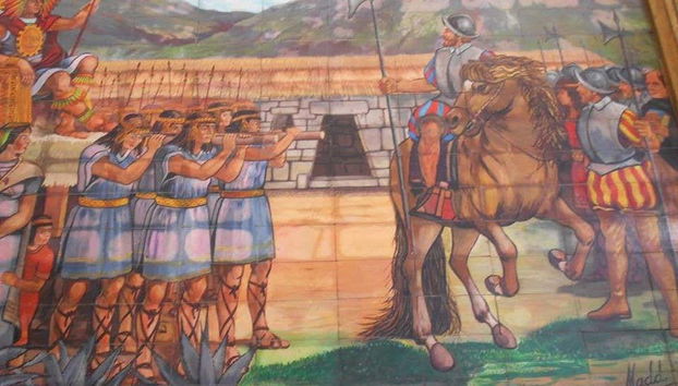 Fresque représentant la capture de Atahualpa