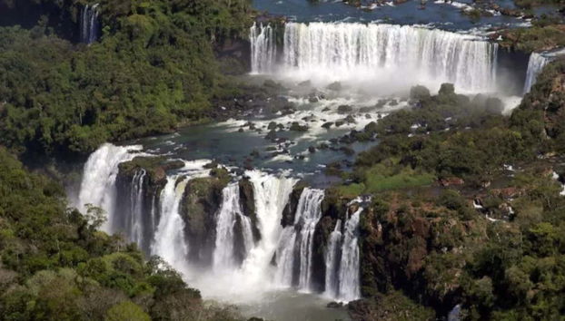 Admiring the waterfalls from above