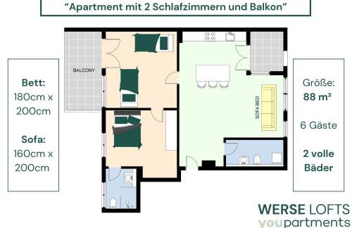 88 QM - Exklusiv & Top angebunden - Werse Loft by youpartments - Foto 7