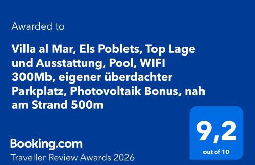 Villa al Mar, Els Poblets, Top Lage und Ausstattung, Pool, WIFI 300Mb, eigener überdachter Parkplatz, Photovoltaik Bonus, nah am Strand 500m - Photo 2