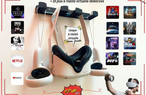LOFT "POP ART 50's" Idéal PRO - Écran cinéma rétroprojecteur - WIFI Fibre - Borne arcade de jeu - Centre Ville - Foto 7