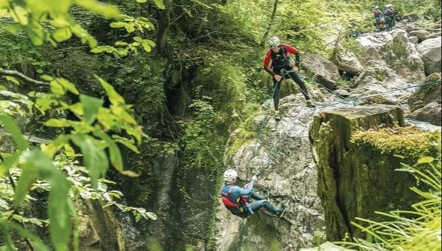 Descending into a canyon