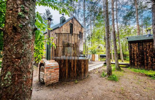 Domek lubiana180 WABI SABI w lesie jacuzzi sauna kominek - drewno w cenie pobytu - nad jeziorem Kaszuby pieski tylko do 10kg za dodatkową opłatą - Foto 7
