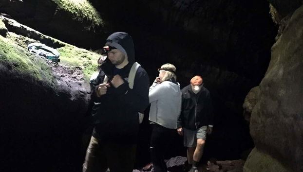 Exploring a lava cave