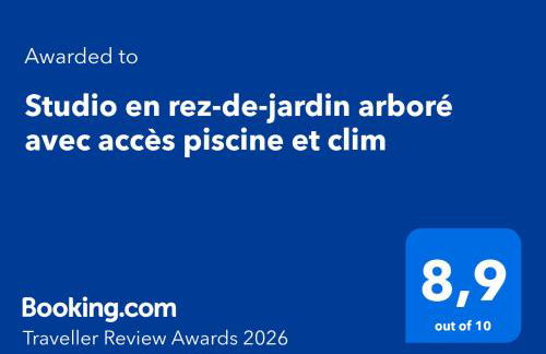 Studio en rez-de-jardin arboré avec accès piscine et clim - Foto 25