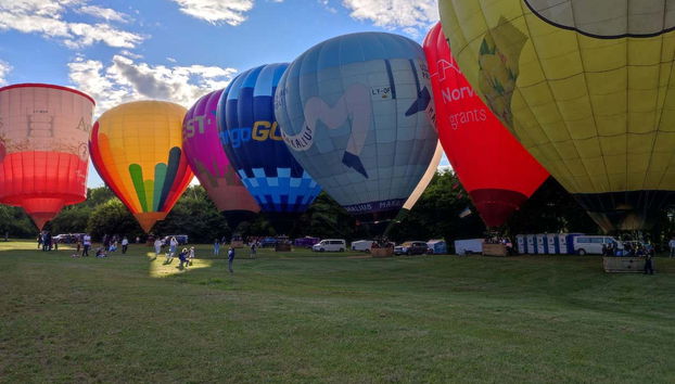 Hot air balloons ready for flight