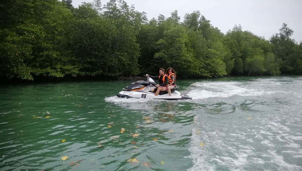 Riding the jet skis in Phang Nga Bay