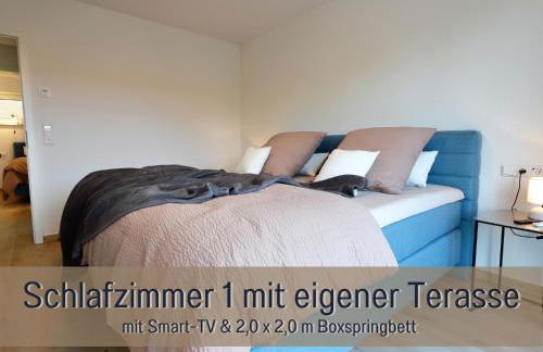 Ferienhaus Höckelheim - FeWo Blaue Lagune - neu, modern & geräumig - 100 qm - 3 Schlafzimmer - bis 6 Gäste, Babies reisen gratis - Garten, Grill & Terrasse - Fußbodenheizung - Smart-TV - Küche mit Backofen, Spülmaschine & Toaster - nahe Göttingen - Foto 11