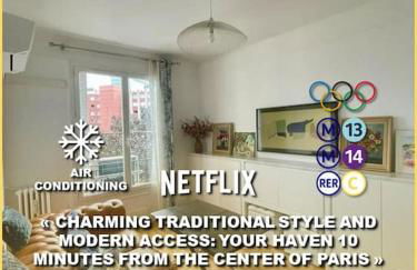 AIR CONDITIONING - METRO 14 - CHARMING TRADITIONAL STYLE AND MODERN ACCESS 10 MN AWAY FROM CENTER Of PARIS - Foto 1