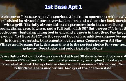 1st Base Apt 1 All Star Baseball Rentals - Foto 27