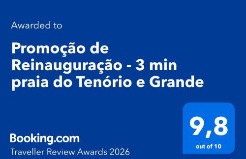 Pé na areia Tenório e Grande - 350m - 5 min à pé com varanda gourmet- recém reformado e aconchegante, com utensílios de praia e máquina de lavar roupas - Foto 37