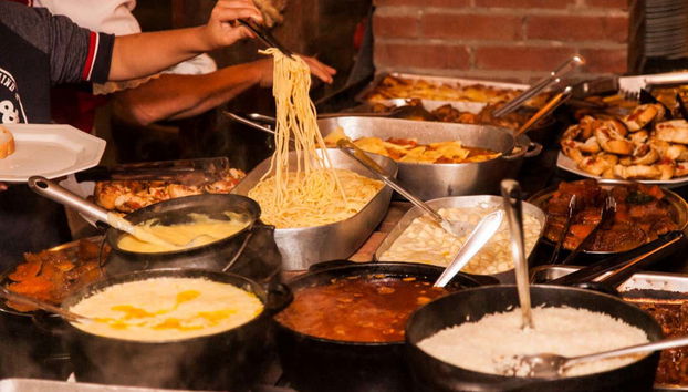 O buffet de massas deliciosas