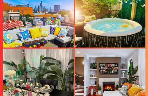 Art Downtown Fulton Market Entire 3 bedroom Home Sleep10 Private Garage Roof EV Tesla - Foto 42