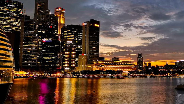 O pôr do sol em Singapura