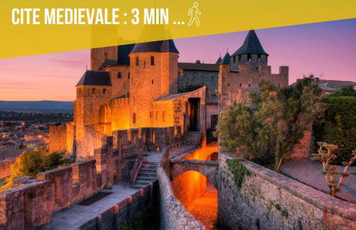 151 - Terrasse & Jacuzzi, Rue Trivalle, Pied de la cité de Carcassonne - Climatisation, Netflix, Fibre - Foto 22