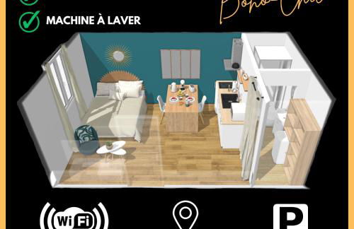 Studio Boho-Chic en hyper-centre de Moulins au calme, confort, Wifi rapide, Parking en face, Arrivée autonome - Foto 14