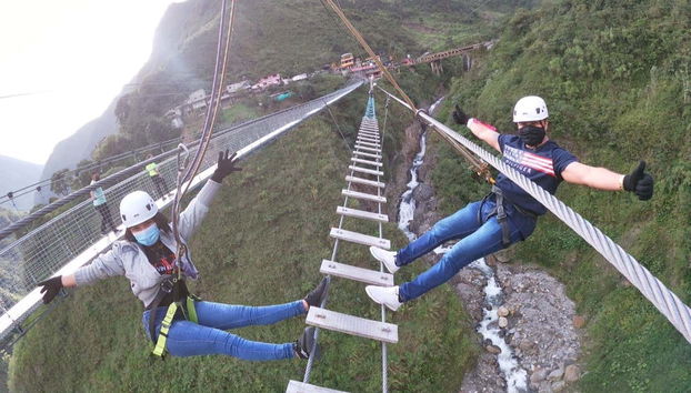 crossing thr tibetan bridge