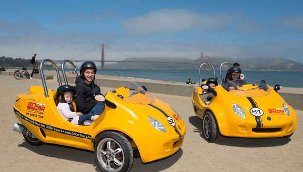 Driving past the Golden Gate Bridge