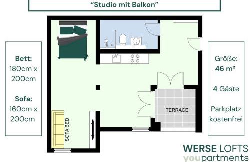 46 QM - Exklusiv & Top angebunden - Werse Loft by youpartments - Foto 7