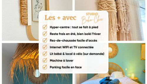 Studio Boho-Chic en hyper-centre de Moulins au calme, confort, Wifi rapide, Parking en face, Arrivée autonome - Foto 3