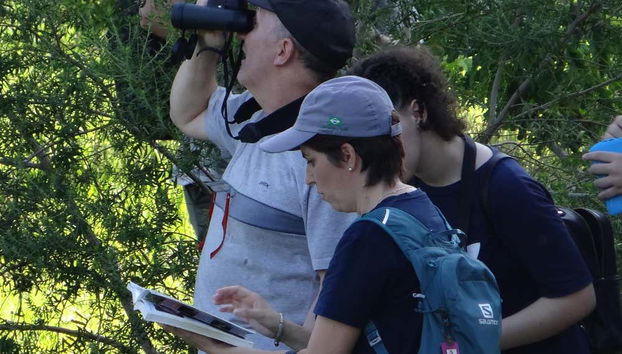 Enjoying the birdwatching activity