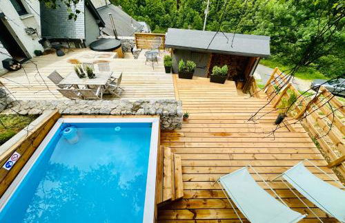 Chalet Le René-Sens - 5 pers - Grande terrasse - bain nordique SPA - Piscine - Foto 40