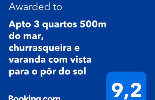 Apto 3 quartos 500m do mar, churrasqueira e varanda com vista para o pôr do sol - Foto 5