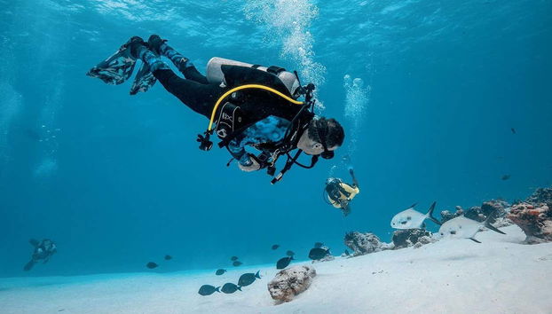 Disfrutando del bautismo de buceo en Cozumel