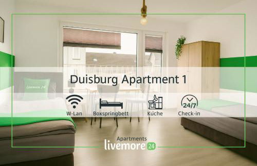Livemore24 - Apartment 1 in Duisburg WLAN - Smart-TV - 24-7 Check-in und Küche - Photo 1