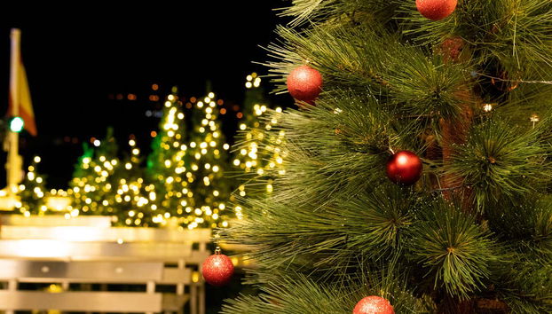 Un árbol de Adviento en la cubierta del barco navideño de Vigo
