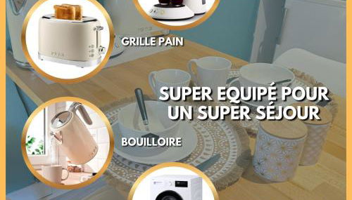 Studio Boho-Chic en hyper-centre de Moulins au calme, confort, Wifi rapide, Parking en face, Arrivée autonome - Foto 4, toaster