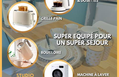 Studio Boho-Chic en hyper-centre de Moulins au calme, confort, Wifi rapide, Parking en face, Arrivée autonome - Foto 4