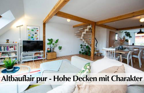 Helle 80m2 Maisonette FEWO mit tollem Balkon ins Grüne, Kingsize Bett, Smart-TV - Nur ein kurzer Spaziergang in die Altstadt und zum Domplatz - Kostenlose Parkplätze in den umliegenden Straßen - Ausgewählte Empfehlungen für Erfurt inklusive - Foto 26