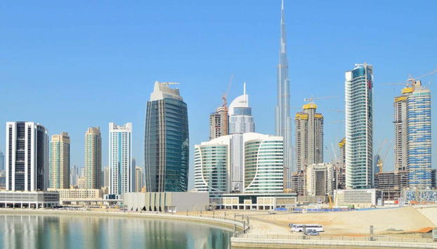 Panoramic view of the skyscrapers in Dubai