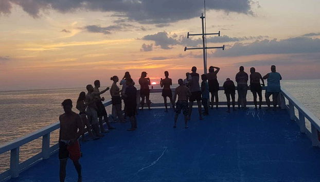 Enjoying the sunset in Maya Bay