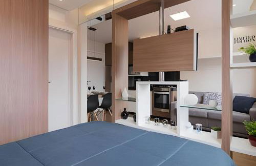 Studio prox shopping Curitiba Wifi, TV a Cabo e ar by UROOMS - Foto 22